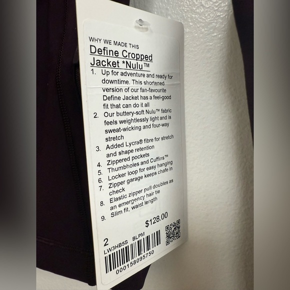 LuluLemon Define Cropped Jacket Nulu in Black Plum - Picture 3 of 3